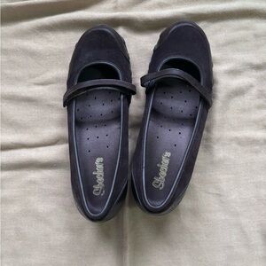 Skechers Classic Brown Suede Velcro Mary Jane Sneaker Flats